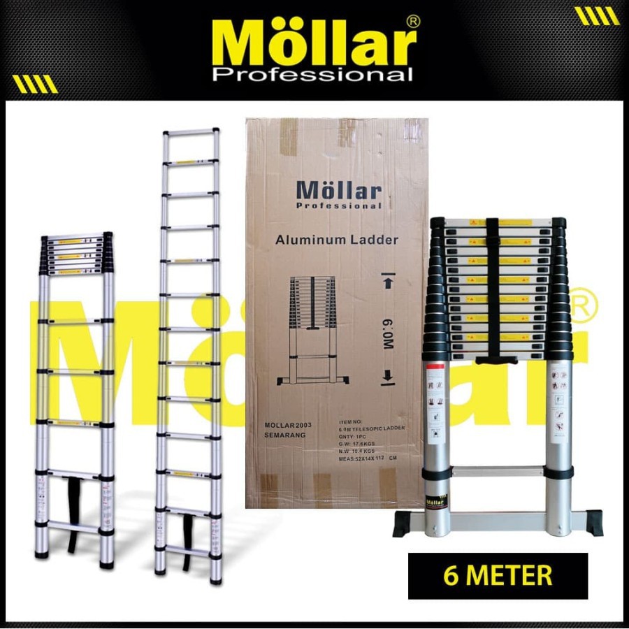 Tangga Lipat Teleskopik 6 Meter - Single Telescopic Ladder Mollar