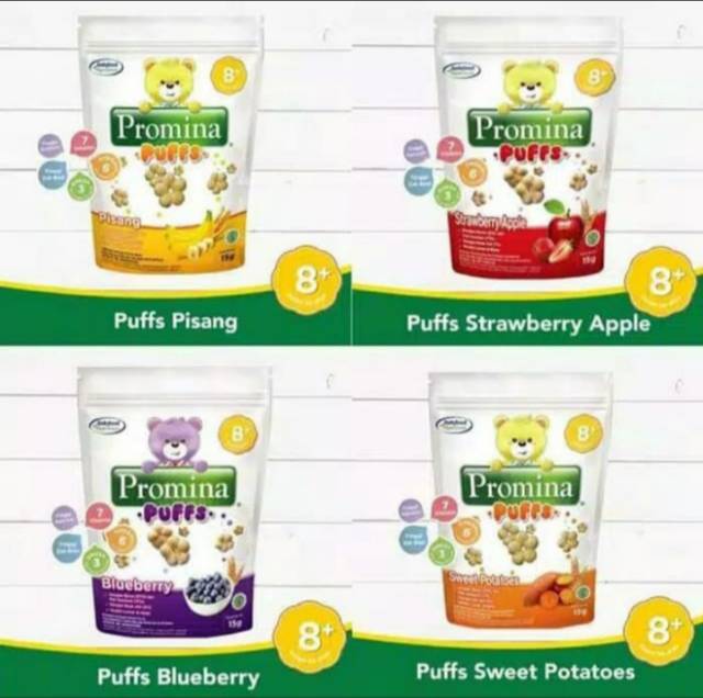 PROMINA Puffs 15gr Snack Camilan Bayi MPASI Biskuit Beras