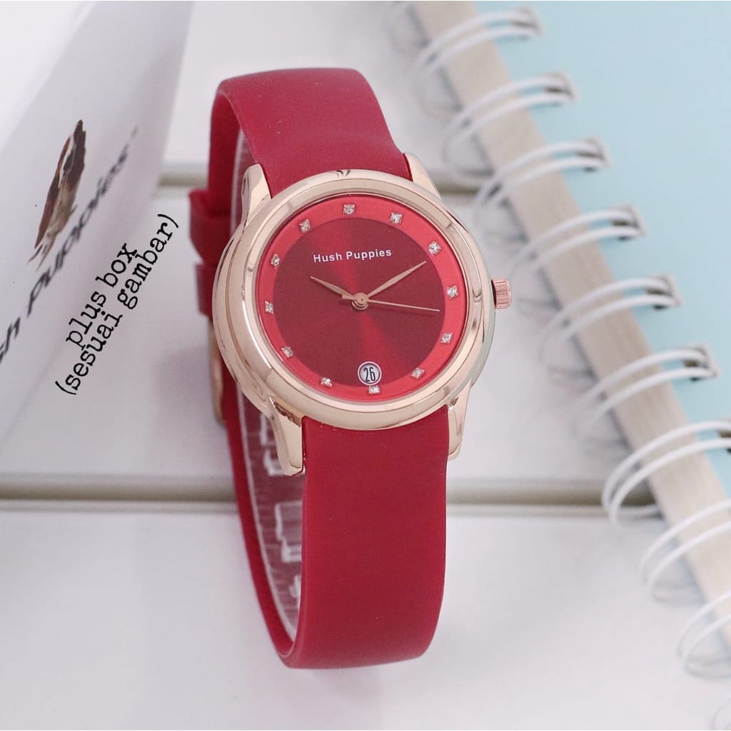 Jam Tangan Wanita Hush Puppies Tali Rubber Ring Rosegold Tanggal Aktif HP55