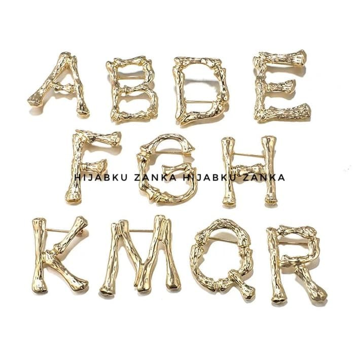 bros brooch huruf abjad gold - CANTUMKAN HURUF