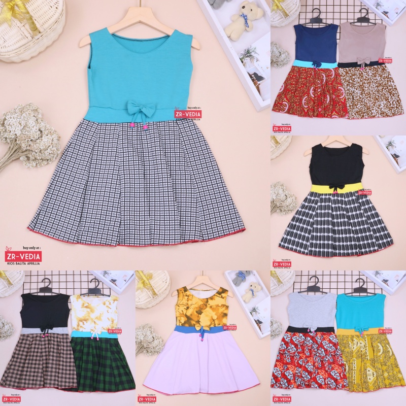 Dress Angel List uk 3-4 Tahun / Dres Anak Perempuan Cewek Baju Motif Murah Casual Pesta Yukensi Adem