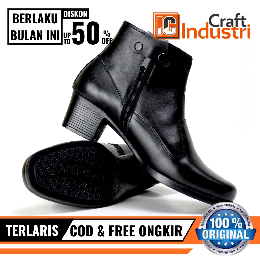 Sepatu PDH Sus Polwan Wanita HITAM DOFF HAK5CM / 3CM Sepatu Kerja Dinas Perempuan