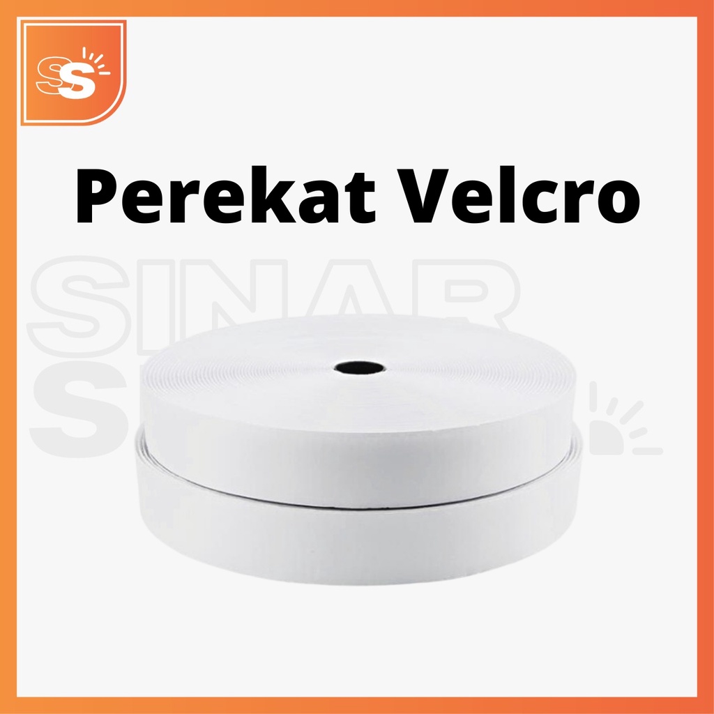 Perekat Velcro Ukuran 2,5cm (1 Inch) Putih &amp; Hitam @20 Yard / Roll