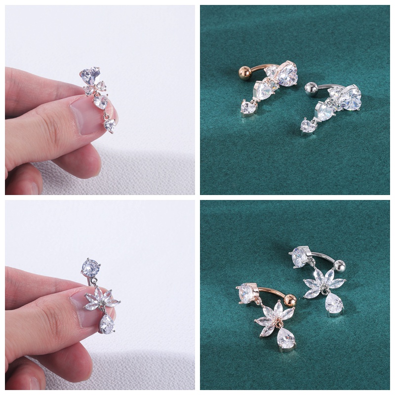 1pc Anting Tindik Perutpusar Stainless Steel Model Kupukupubintang Hias Batu Opal Untuk Wanita