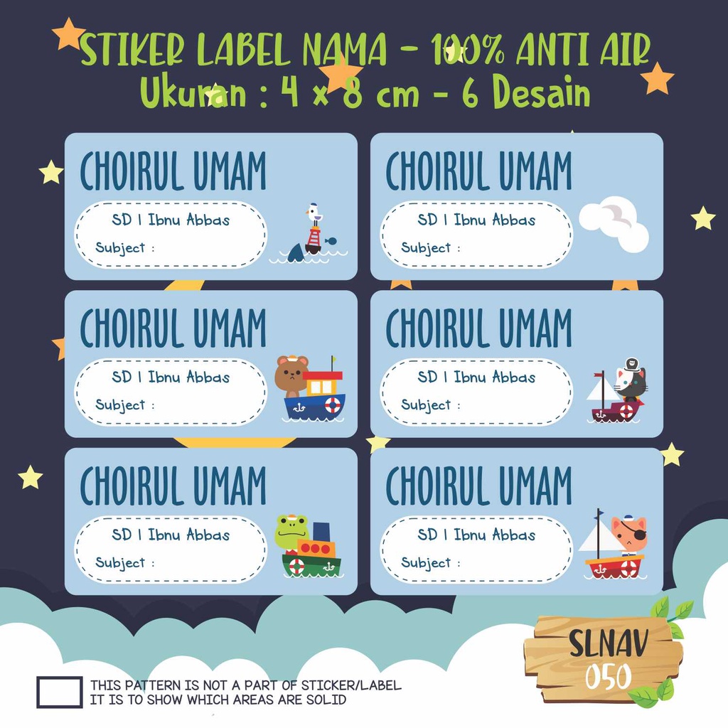 

sticker label nama anak kartun putri cute lucu princess super hero kupu-kupu SLNAV 050
