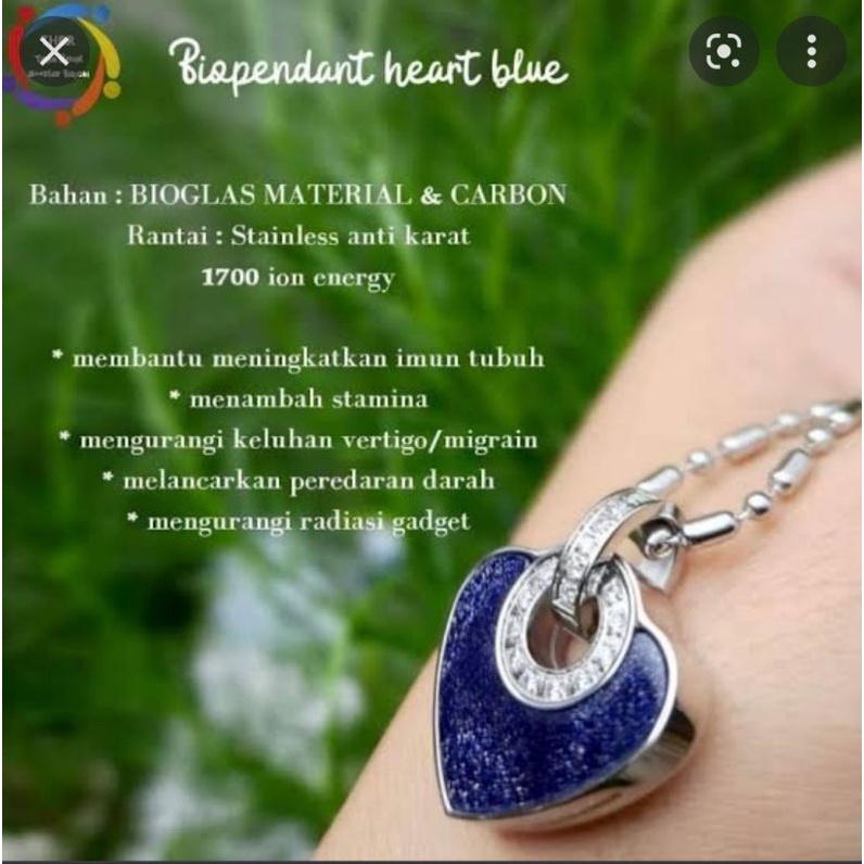 kalung kesehatan MCI MGI original love pendant blue