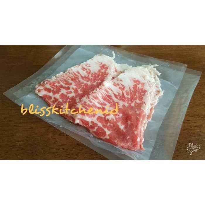 

Daging Sapi AUS Premium Grainfed Chuck Crest Sliced MB 4+ 250gr shabu2