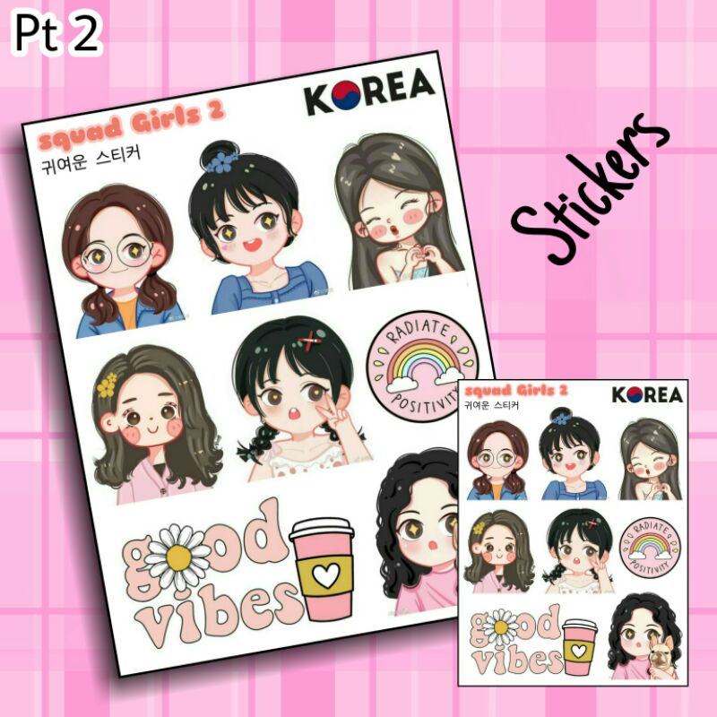 

STICKER GIRL korean kawai PT 2 dekorasi imut lucu untuk buku, laptop, handphone, notebook dll