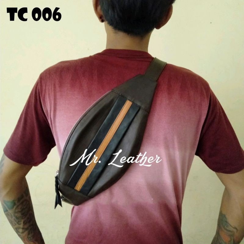 Tas kompek pria bahan kulit asli Tc006