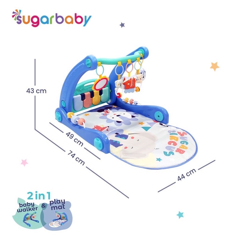 Sugarbaby 2in1 Baby Walker &amp; Playmat/Push Walker/Alat Bantu Jalan Anak Sugar Baby Walker Playmat