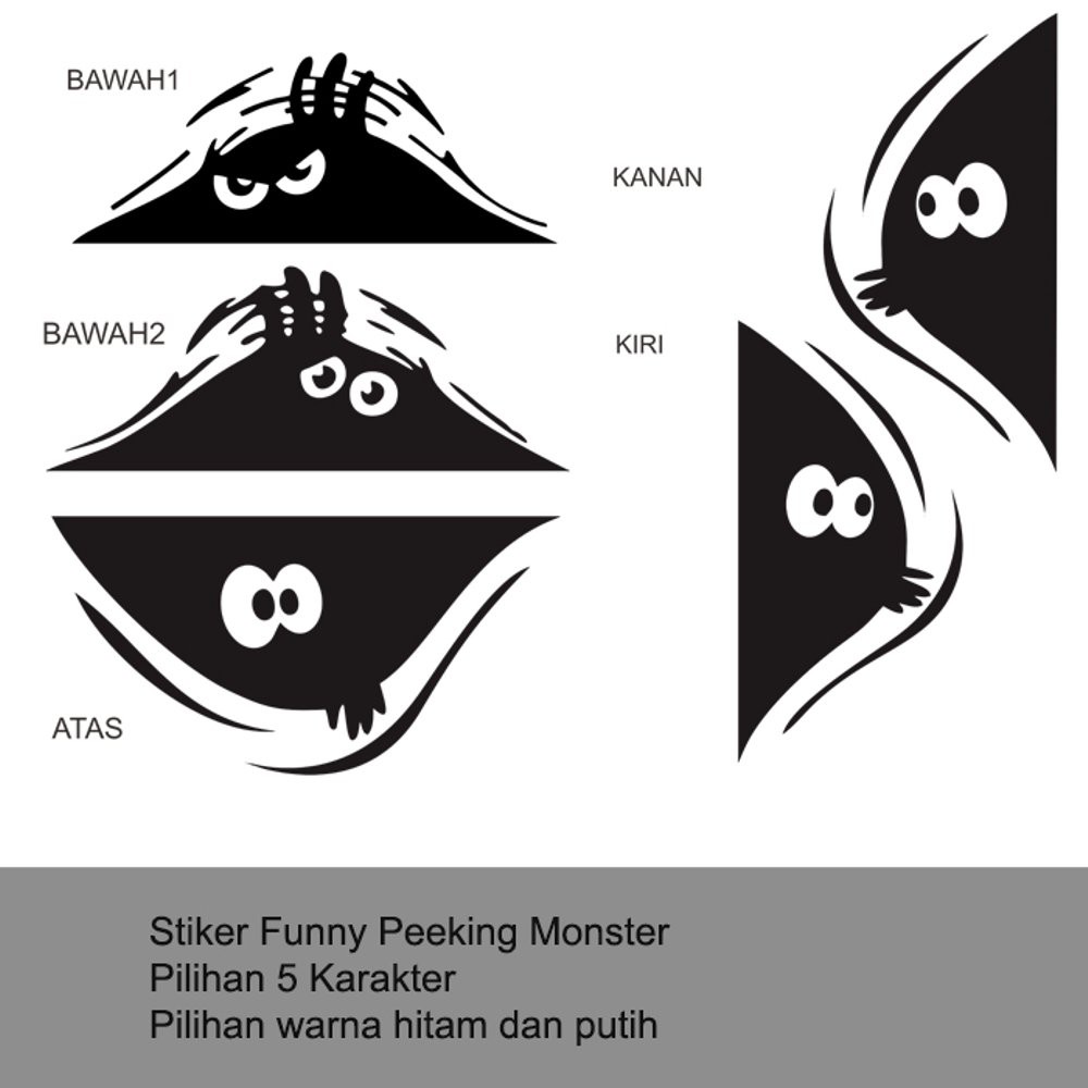 Stiker Spion Kaca Mobil Peeking Monster S Cutting Sticker Lucu