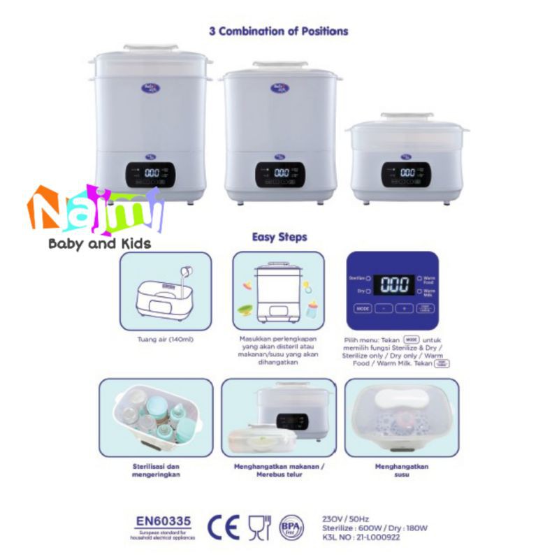 STE01 Baby Safe Digital Sterilizer and Dryer Milk Food Warmer Babysafe