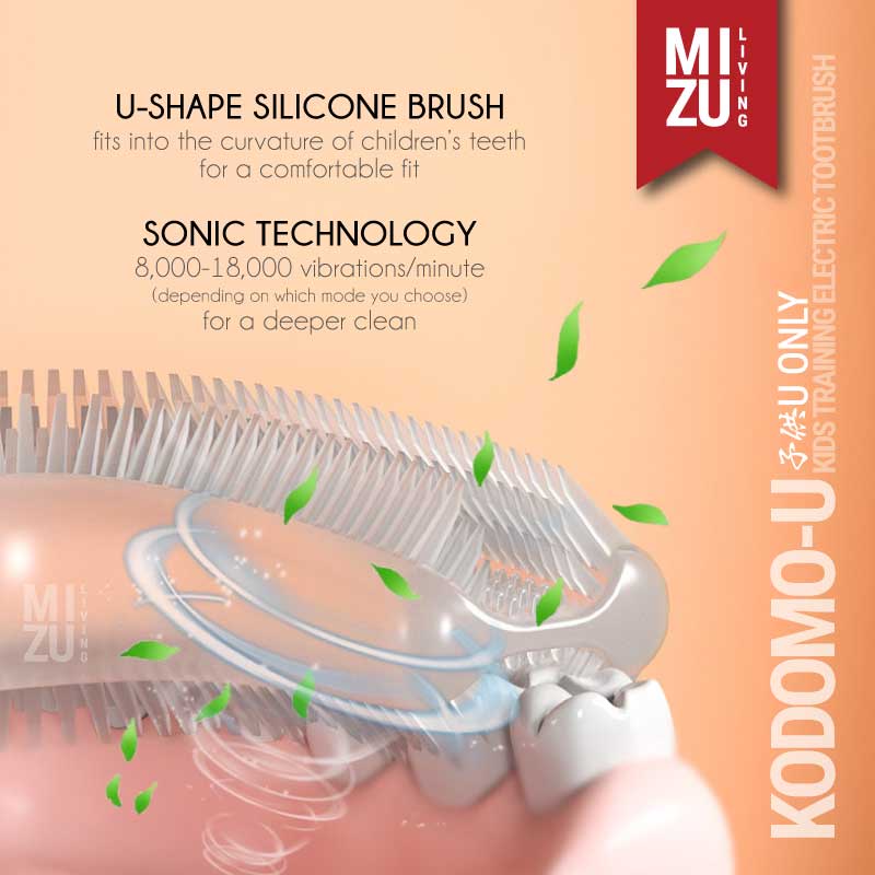 MIZU KODOMO-U ONLY Kids Training Electric Toothbrush Sonic Vibration Sikat Gigi U Anak USB Elektrik