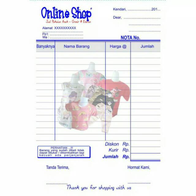 Nota Customfakturkwitanaionline Shop Custom 14 Hvs