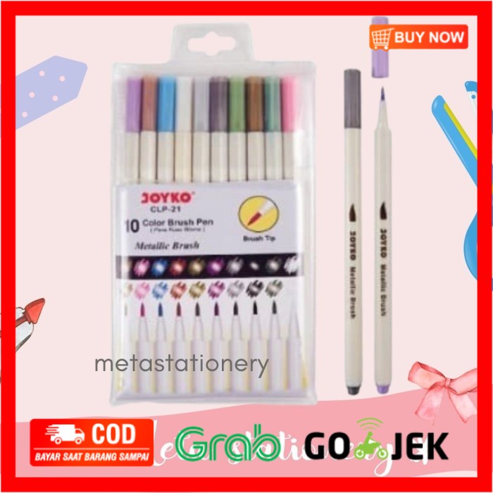 

(BISA COD) Metalic Brush Pen CLP-21 Joyko 10 Warna