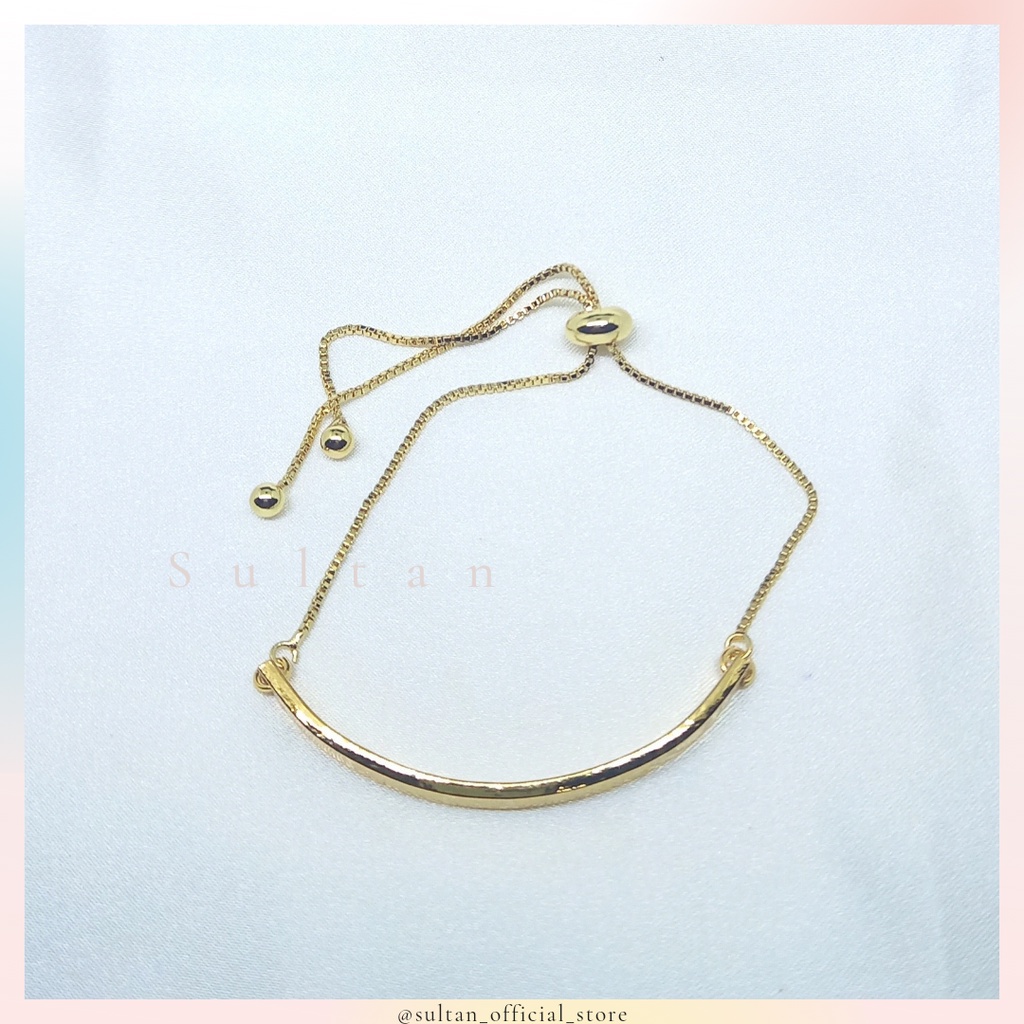 GELANG PLAT UKIR NAMA CUSTOMIZED RANTAI SERUT ADJUSTABLE 14K