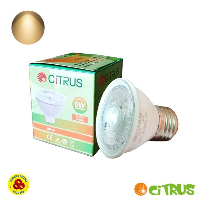 Citrus Lampu LED MR16 6W WW 220V AC LED Halogen 3000K Fitting E27