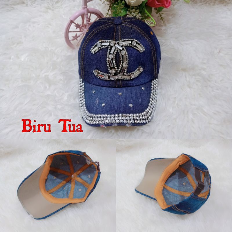 Topi Baseball Motek Blink /Topi IMPORT Fashion/Topi Dance/Topi Denim Wanita/Topi Jeans Bling bling