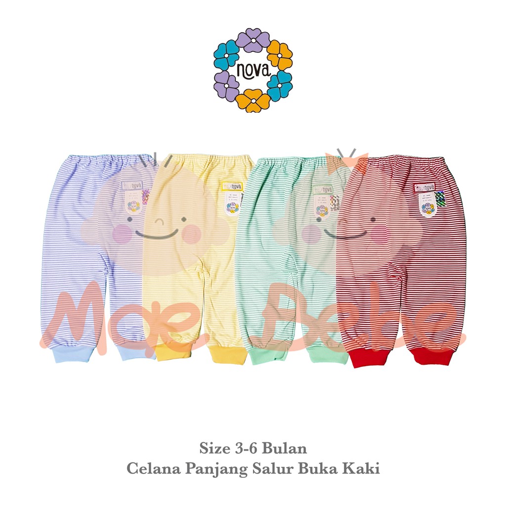 [Size 3-6m] Nova Baby Celana Panjang Buka Kaki Salur