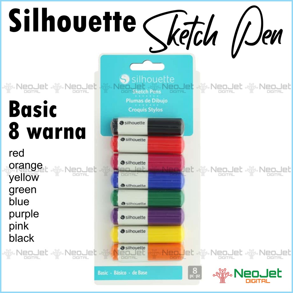 

Silhouette Sketch Pen Pack Paket Basic 8 Warna Cameo Portrait Sketsa
