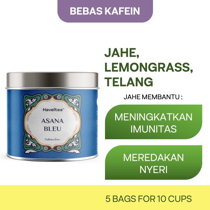 

TEH-DAUN- ASANA BLEU | MINI TIN | HAVELTEA | TISANE KEMBANG TELANG & JAHE HERBAL - LOOSE LEAF 15G