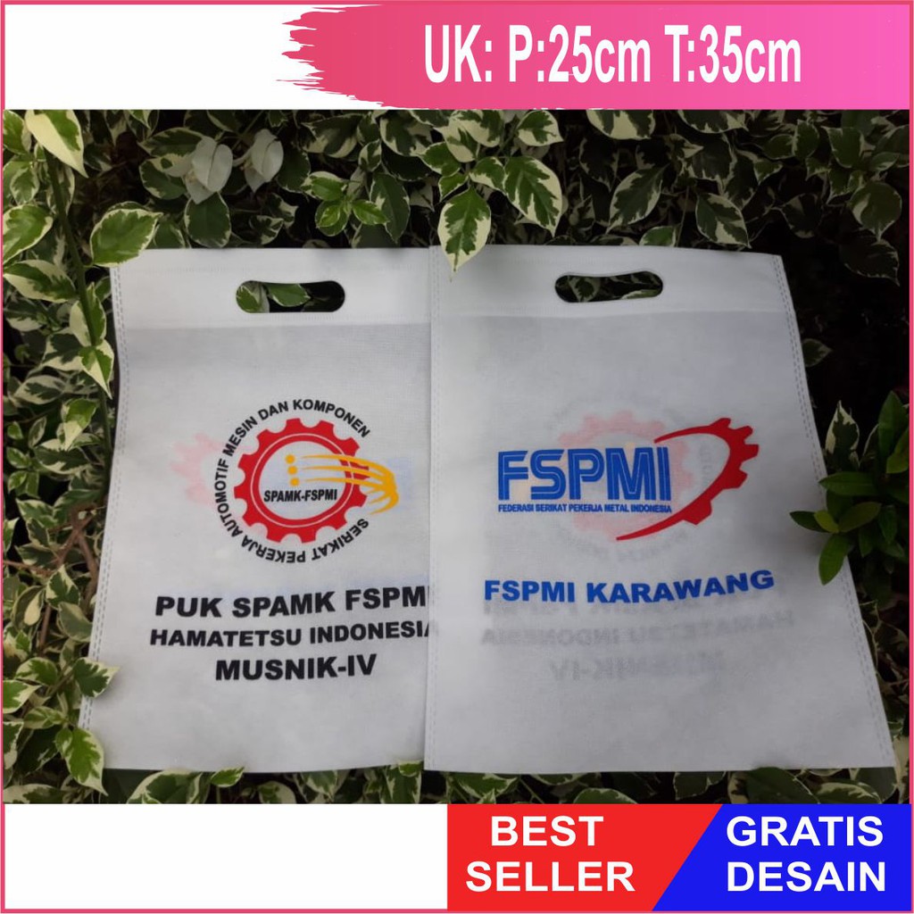 

Tas Spunbond Sablon Gratis Desain cocok untuk tas promosi hp, tas branding, tas hijab,tas ultah