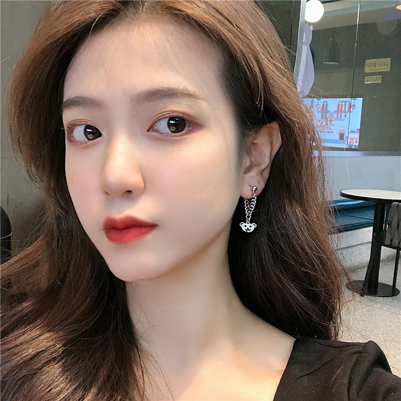 Anting Rantai Bentuk Beruang Gaya Hip hop Korea