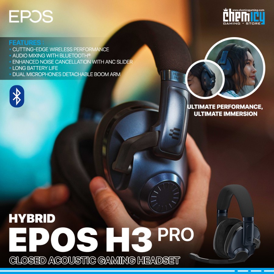 EPOS H3 Pro Hybrid Closed Acoustic Bluetooth Gaming Headset