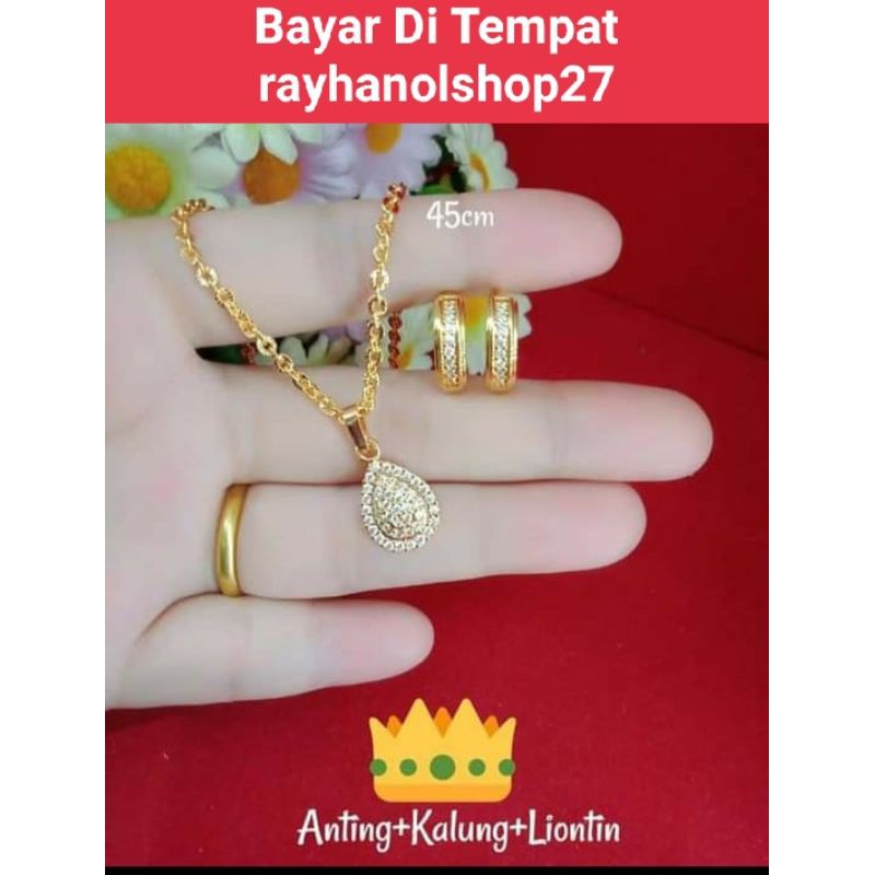 PERHIASAN WANITA TITANIUM ANTI KARAT LAPIS EMAS 24 K MOTIF PILIHAN