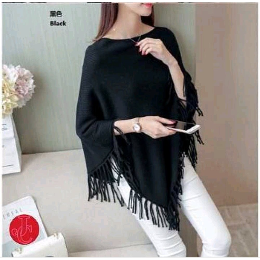 Baju Atasan Wanita Poncho Polos Knit [SALE]off40%