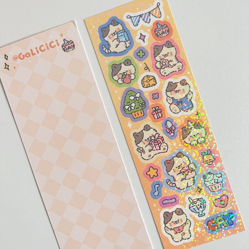 Galicici Stiker Laser Motif Kartun Sapi Lucu Untuk Dekorasi Kartu Ucapan DIY