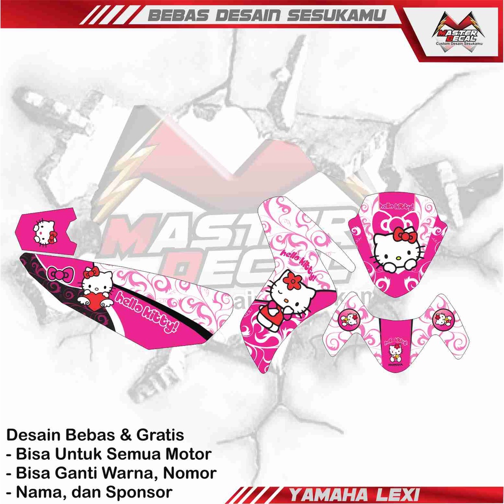 Stiker Decal Motor Yamaha Lexi Motif Hello Kitty