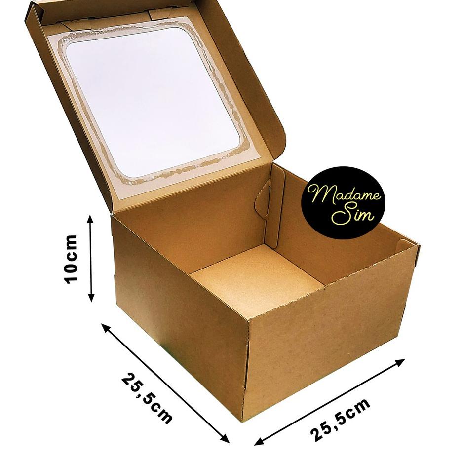 

♙ KOTAK KUE - CAKE BOX 25 x 25 x 10 CM - COKLAT + JENDELA (ISI 10 PCS) ○