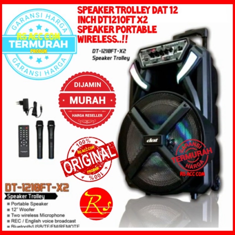 Speaker Trolley Dat 12 Inch DT1210FT X2 Speaker Portable Wireless