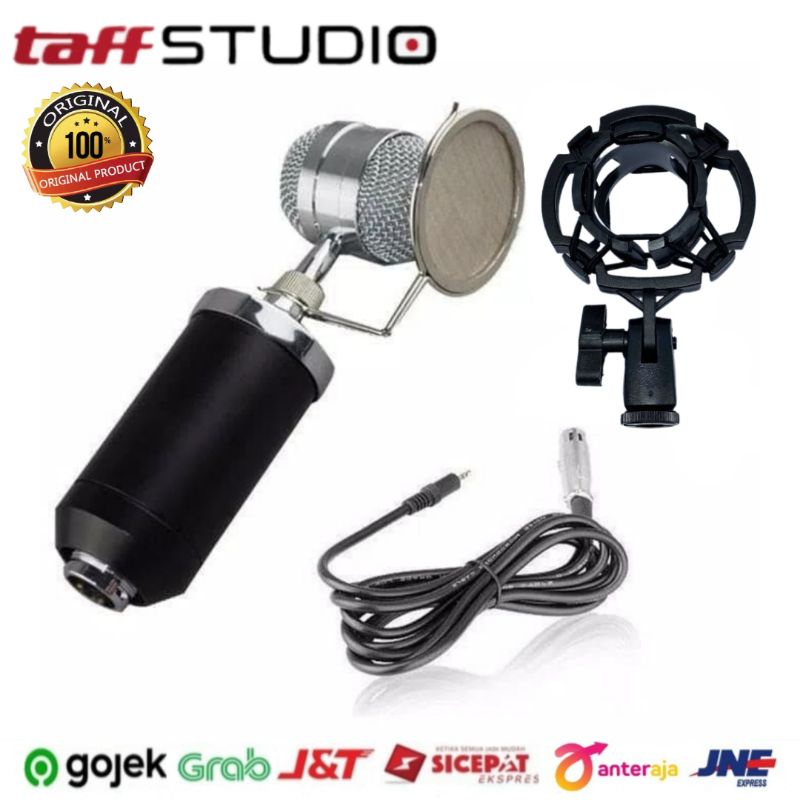 Paket Mic BM8000 Soundcard V8 Stand Lazypod 2x phone Holder Lampu Ring Light