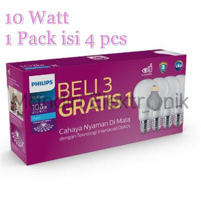 Lampu LED Bulb Bohlam PHILIPS Paket 10 Watt Mycare Pack 10W Multipack