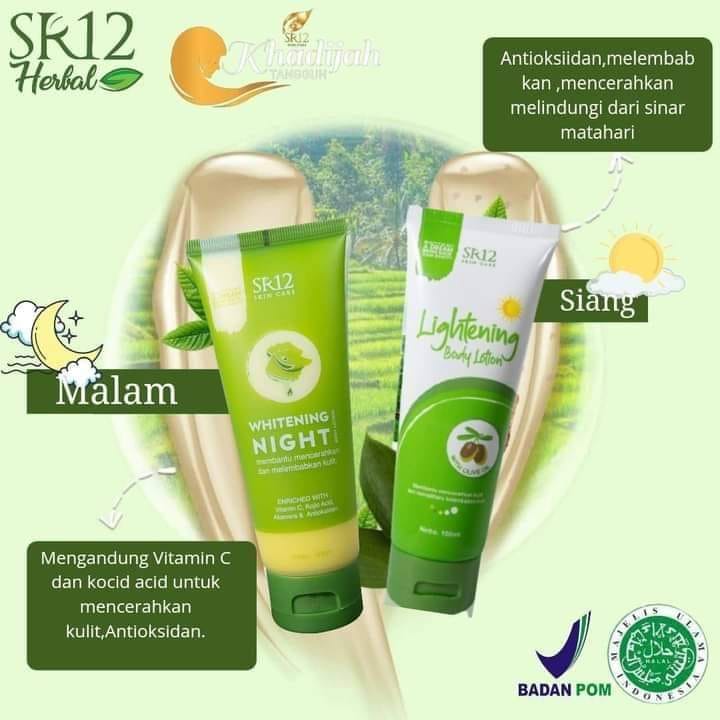 BODY LOTION DAY & NIGHT SR12 / PEMUTIH BADAN PERMANEN / HANDBODY PENCERAH KULIT / LOTION PEMUTIH BPO