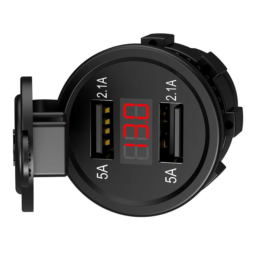 Accnic USB Charger Motor 2 Port 4.2A with LED Display Voltmeter - Y451-Hitam