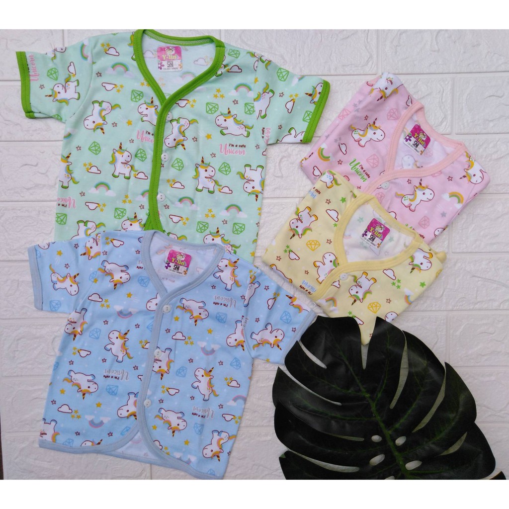 Baju Bayi Atasan Y-LIN Kancing Depan Warna Fullprint Motif SNI Newborn Sd 6 Bln