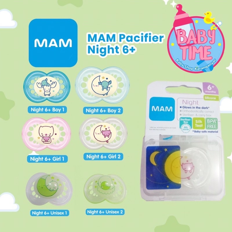 MAM Night / ORIginal / AIR Pacifier Orthodontic Empeng Bayi [0-6bulan] - Empeng Bayi