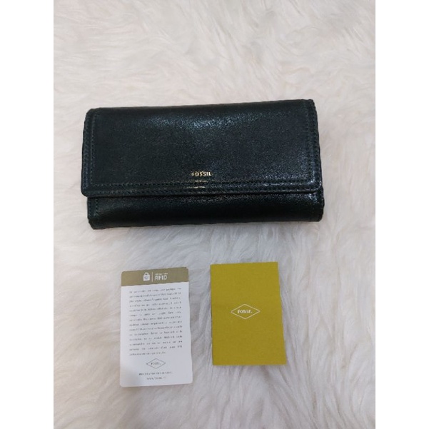 Fossil Preloved Logan Flap Wallet Green Spruce