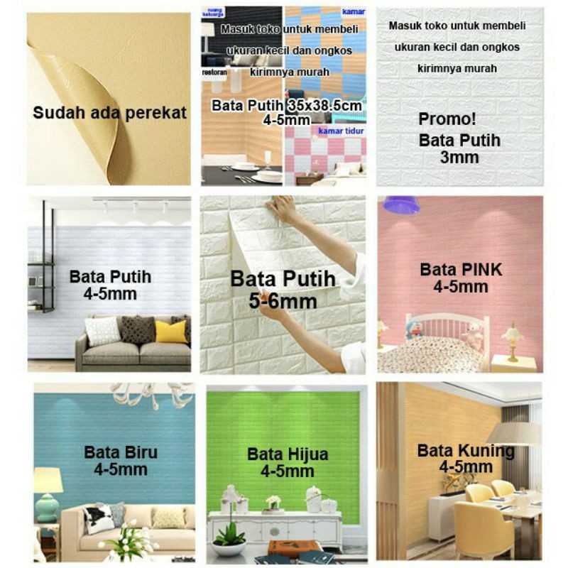 Walpaper Dinding 3D foam busa wallpaper dinding  wallpaper 3d Motif Batu Bata Dekorasi Dinding Kamar