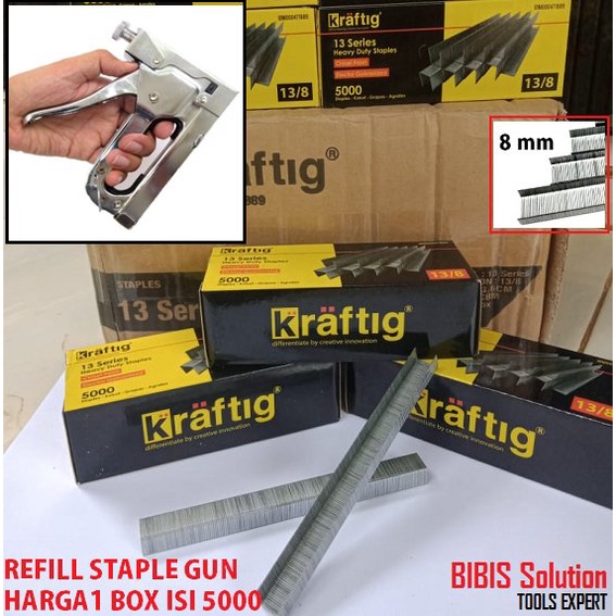 

ISI STAPLES TEMBAK JOK MOTOR WALL DECOR STAPLE GUN TACKER 8 MM 5000 PCS