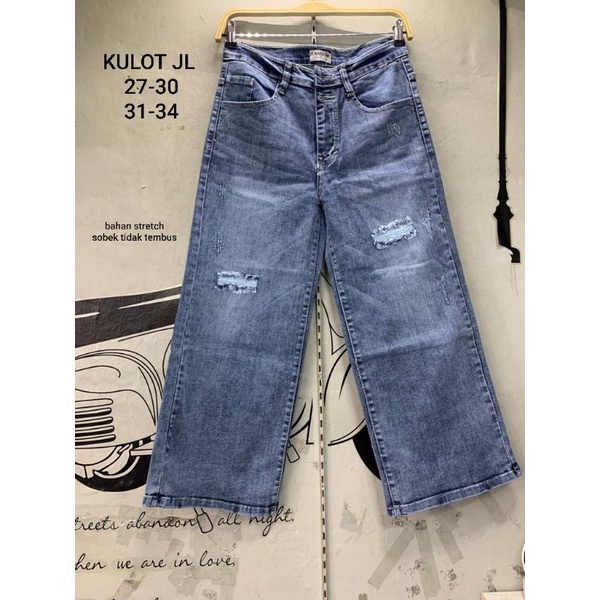 Kulot Jins Impor | Celana Kulot | Kulot Jeans Riped | Korea Style | Ootd Jeans Kulot | Kulot Jeans W