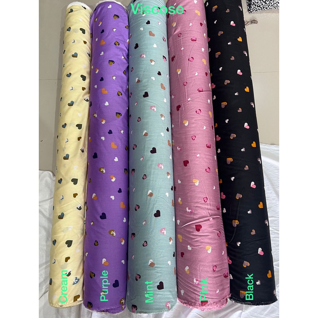 BISA COD // ECER KAIN METERAN // HARGA PER 0,5M // RAYON VISCOSE // MOTIF LOVE BUNGA POLOS // OLEH O