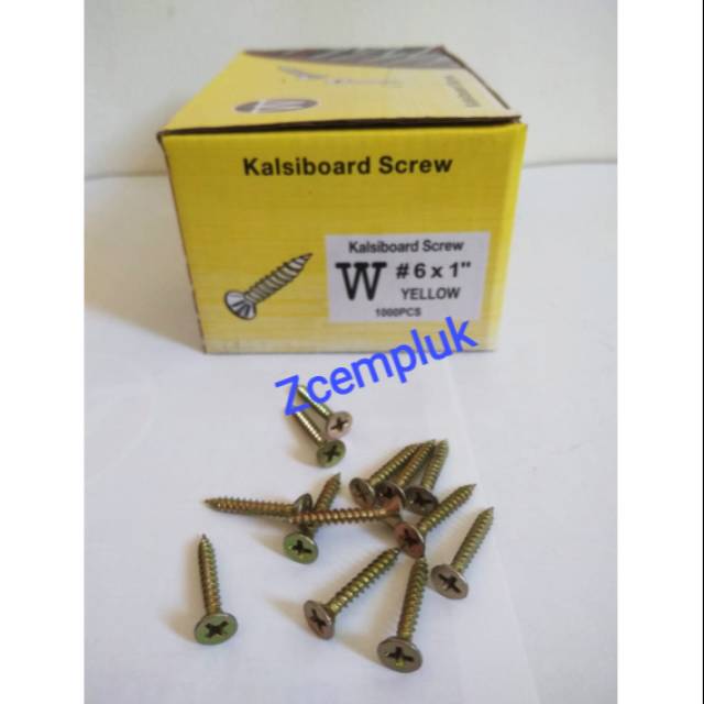 Sekrup Kalsiboard 6x1 Inch 1000 Pcs Merk W , Kalsiboard 6x1 Inch (2,5cm) JMS Panda Skrup GRC Kalsibo
