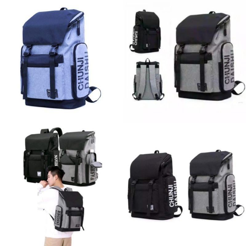 DK_AXEE - CHUNJIII Tas Ransel Kapasitas Besar Perjalanan Luar Ransel Portable Pria Wanita