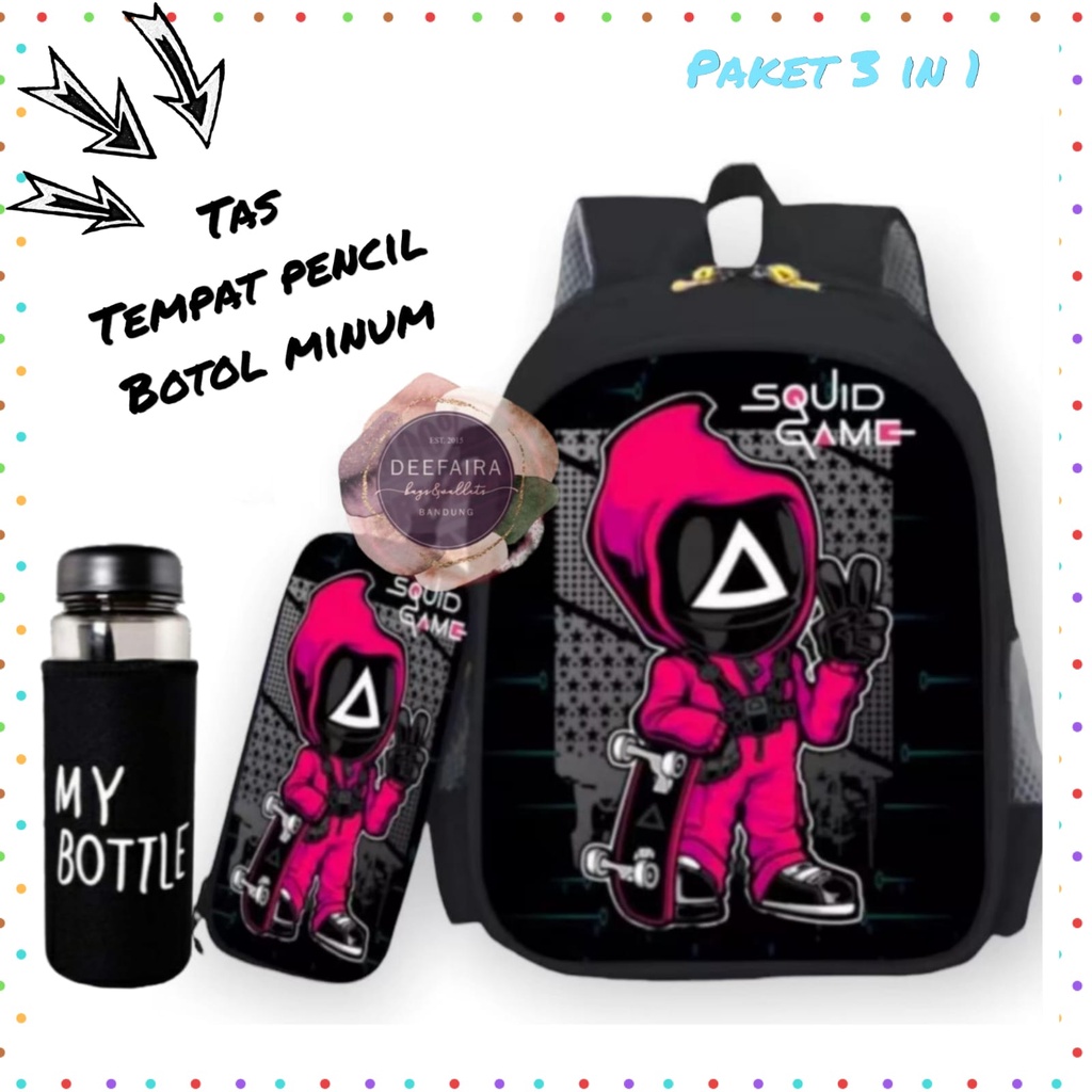 Tas Anak Laki Laki Sg4m3s AOX Paket 3 In 1 Tas Ransel Sekolah Untuk Paud Tk Sd