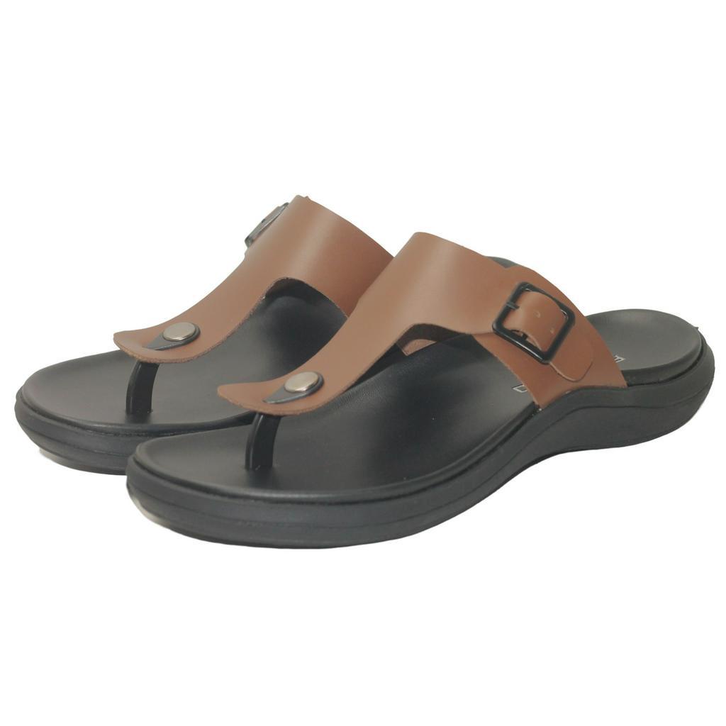 Romenaco Sandal Pria R002B - Black Dark Pearwood Upper Kulit Sapi Kolektif Asli