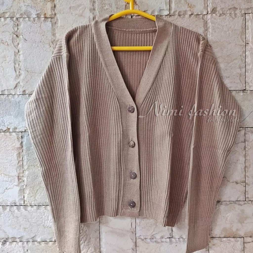 Nimi Cardy Crop Button | Cardigan Rajut Atasan Wanita | Knit Wear | Cardy Selebgram Cardigan Wanita